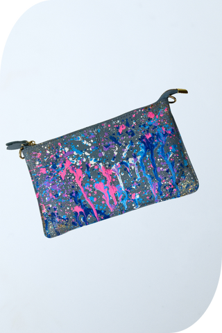 Anca Barbu Hand Splattered Paint Leather Clutch