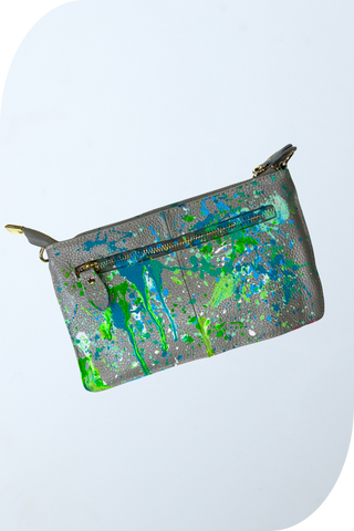 Anca Barbu Hand Splattered Paint Leather Clutch