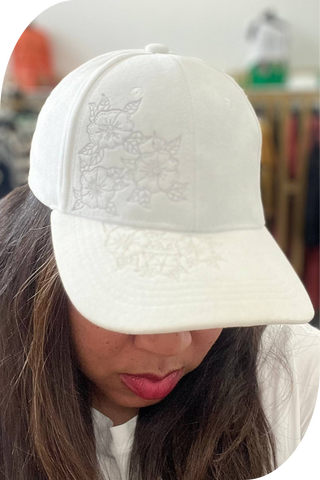 Floral Burn Art on Vegan Suede Ball Cap