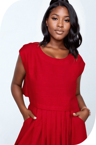 Airy Linen Top Red