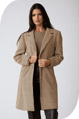 The Phoebe Houndstooth Trench Coat