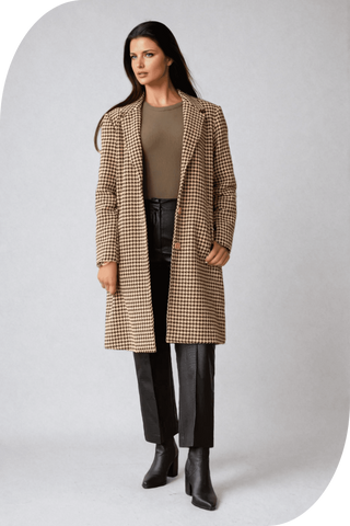 The Phoebe Houndstooth Trench Coat Back Full